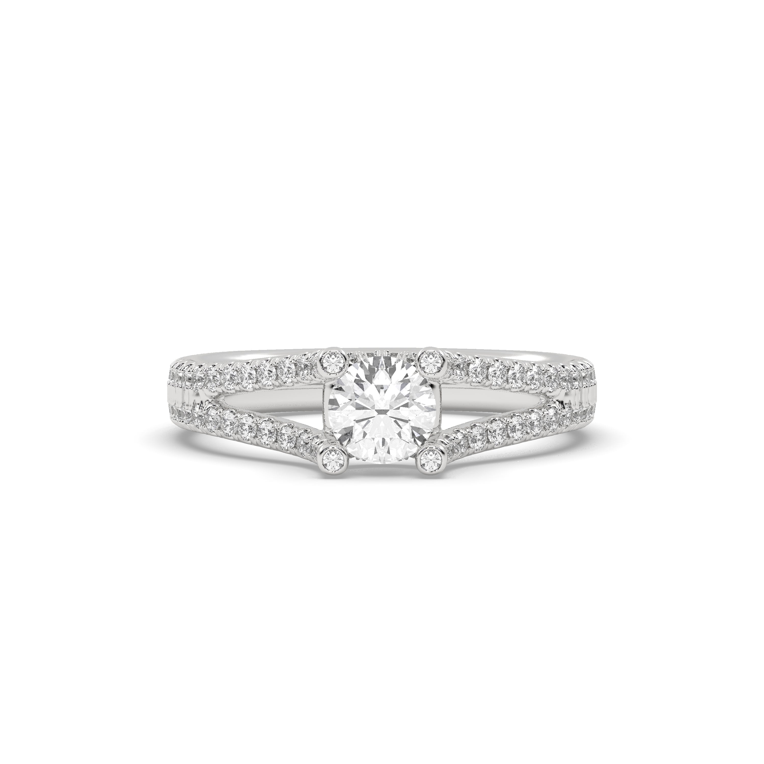 White Gold Studded 1.302 Carat Lab Grown Diamond Ring-F Color VVS2 Clarity.